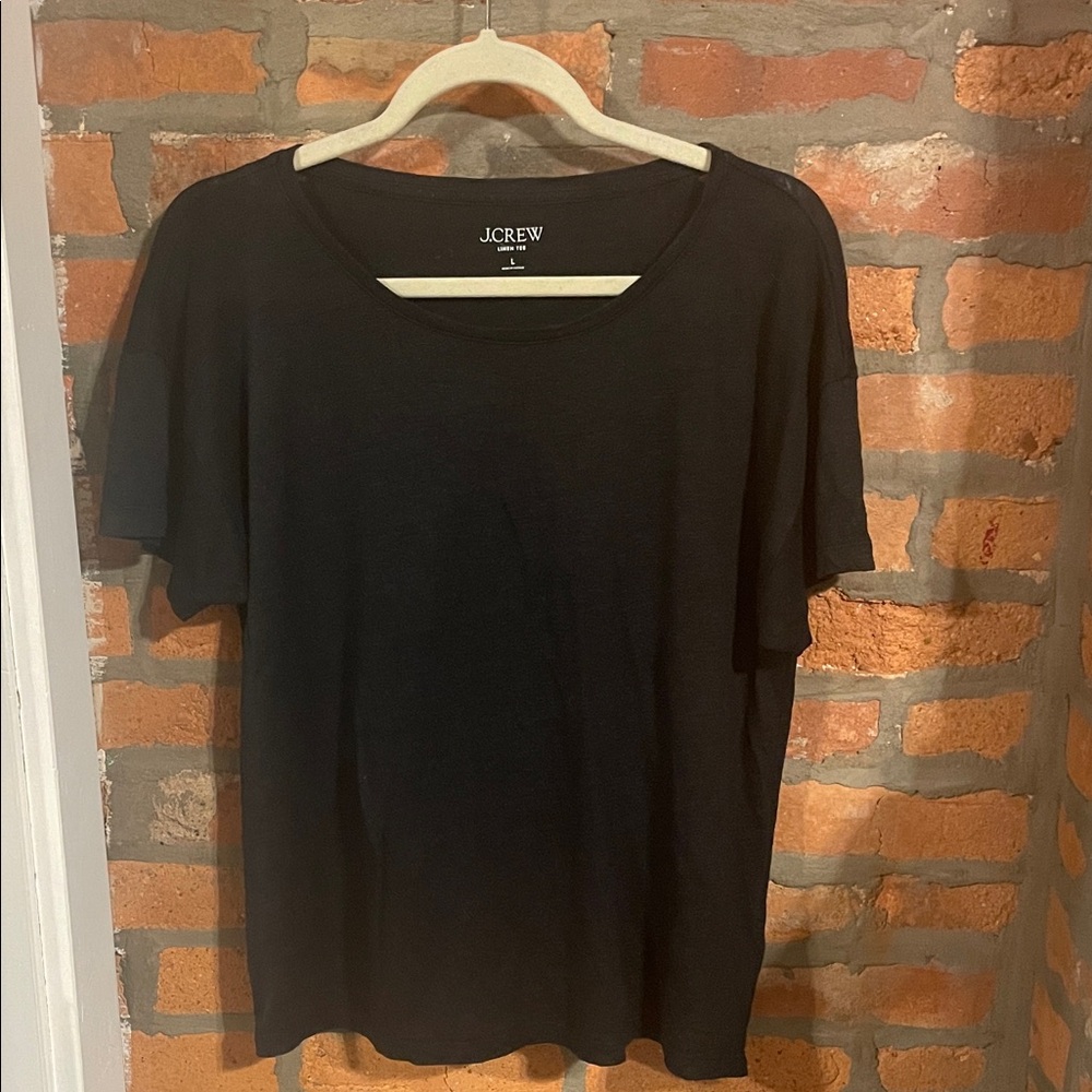J. Crew Relaxed Black Linen Short Sleeve Tee